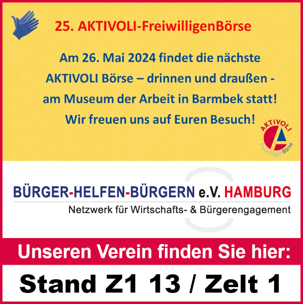 Bürger helfen Bürgern e.V. Hamburg bei AKTIVOLI Freiwilligenbörse 2024