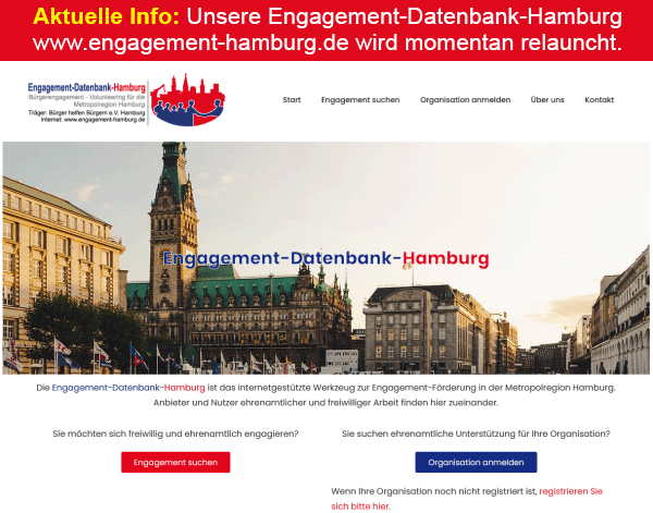 Relaunch der Engagement-Datenbank-Hamburg www.engagement-hamburg.de